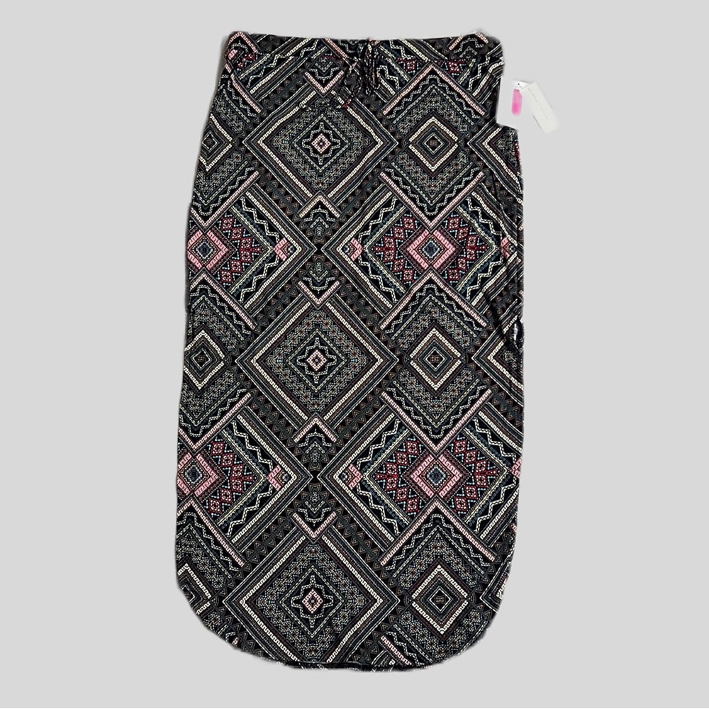 Bobbie Brooks Maxi Skirt NWT Black Pink Geometric Print Women’s Size Large
